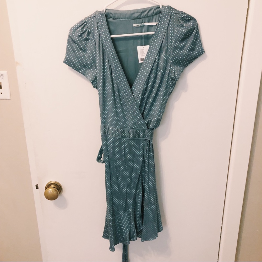 Urban Outfitters Blue Polkadot Wrap Dress